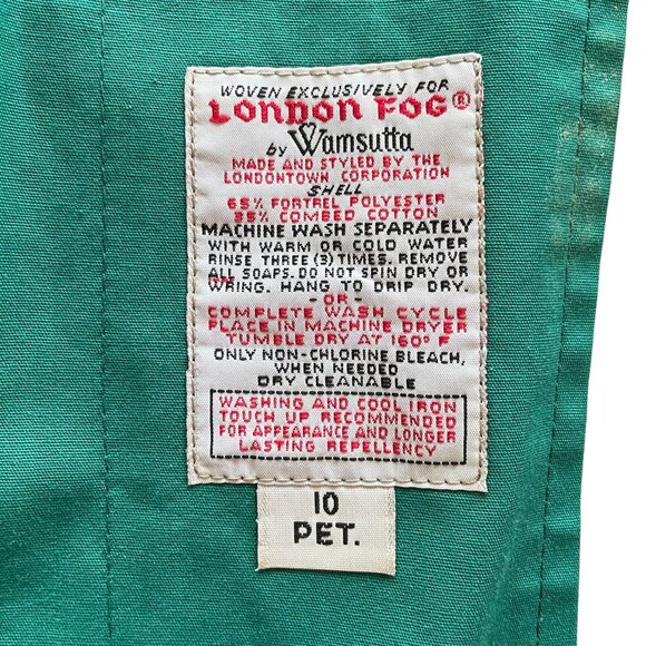 Vintage 1980s London Fog by Wamsutta Teal Trench Coat – Made in USA – Size 10P - Picture 10 of 16